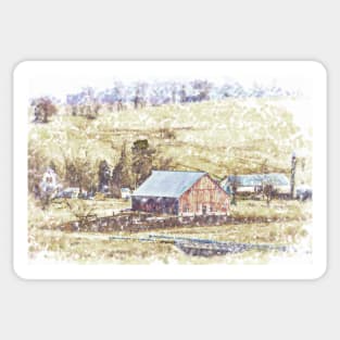 Red Barn In The Valley Sticker